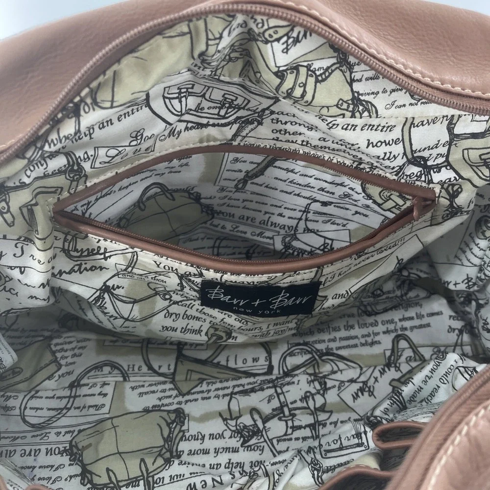 Barr + Barr New York Leather Quilted Satchel Crossbody‎ Tan Camel Bag Purse